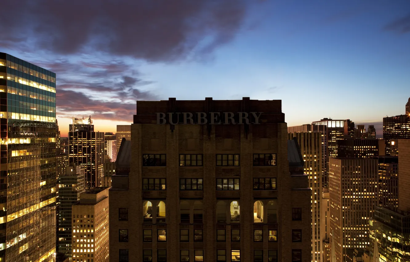 Photo wallpaper light, night, clothing, New York, skyscrapers, window, office, class