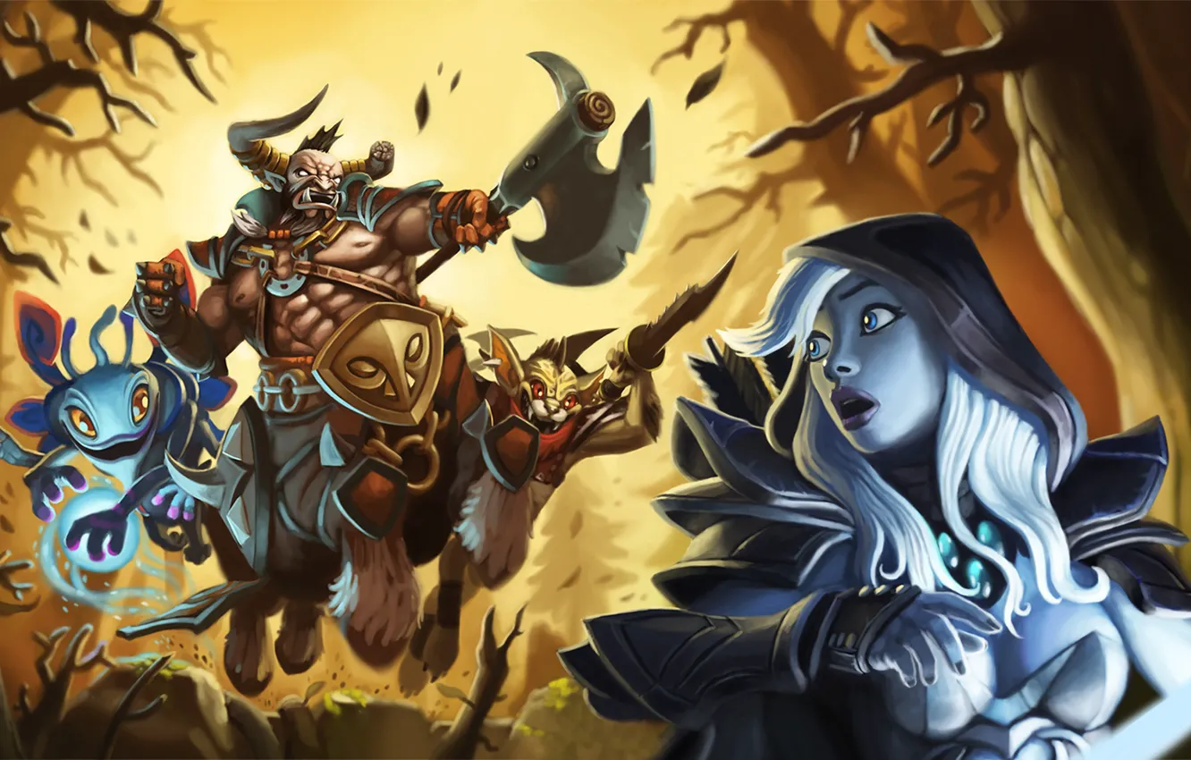 Photo wallpaper figure, chase, centaur, art, DotA, prosecution, Traxex, Bounty Hunter