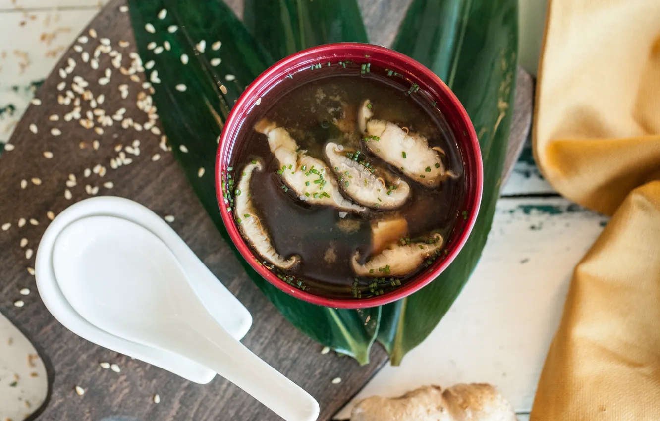 Photo wallpaper mushrooms, soup, the first dish