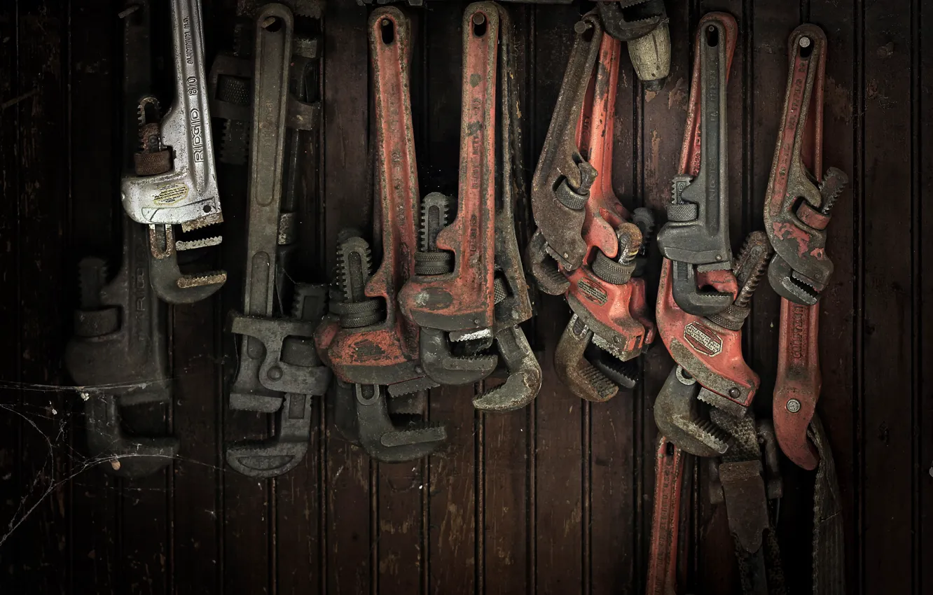 Photo wallpaper background, workshop, wrenches