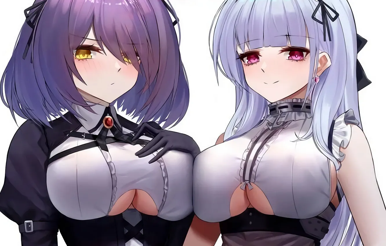 Photo wallpaper girl, sexy, cleavage, boobs, anime, beautiful, short hair, pretty