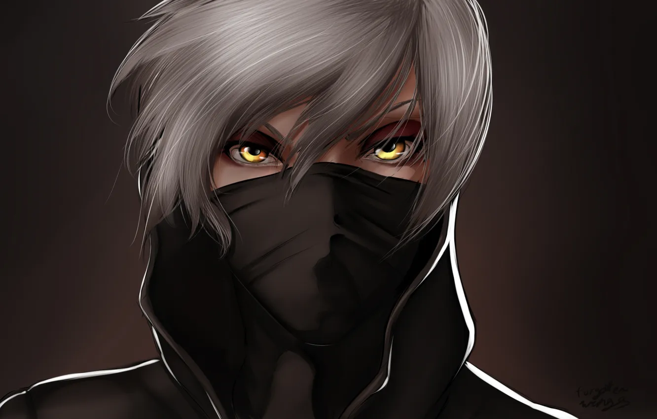 Photo wallpaper look, girl, anger, mask, art, forgotten-wings