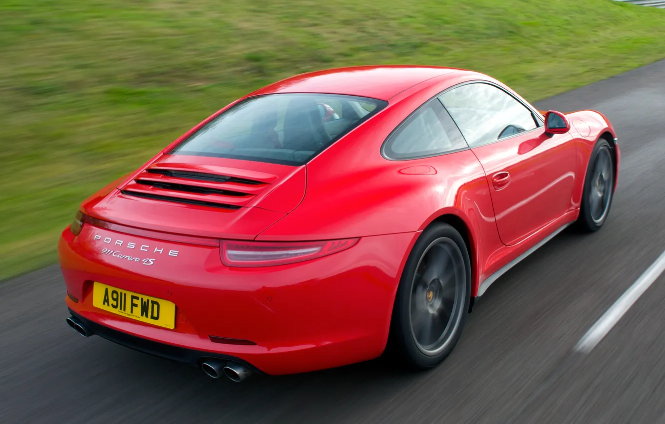 Photo wallpaper machine, red, 911, Porsche, Porsche, Coupe, back, Carrera 4S