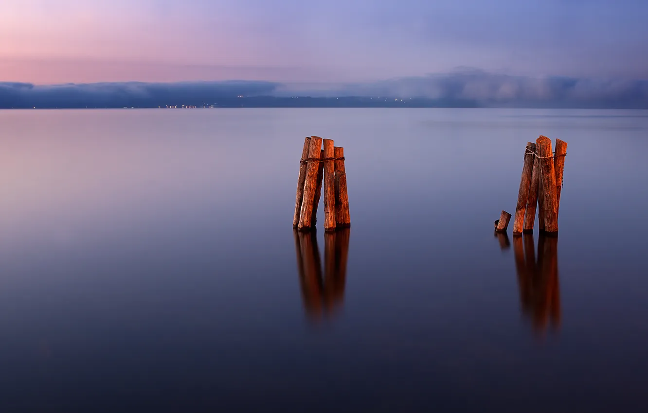 Photo wallpaper the sky, water, clouds, landscape, nature, lake, reflection, dawn