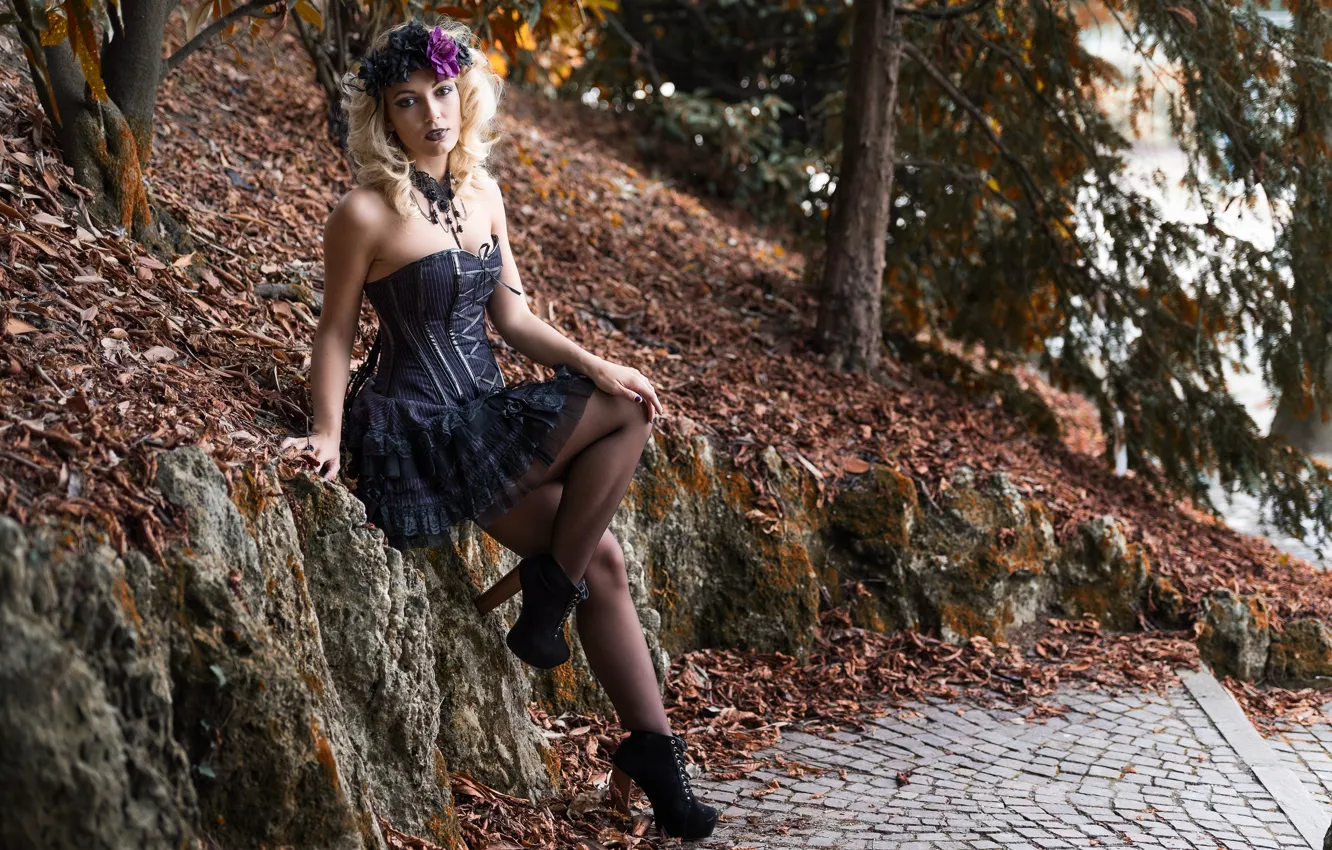 Photo wallpaper look, girl, style, dress, legs, Deborah