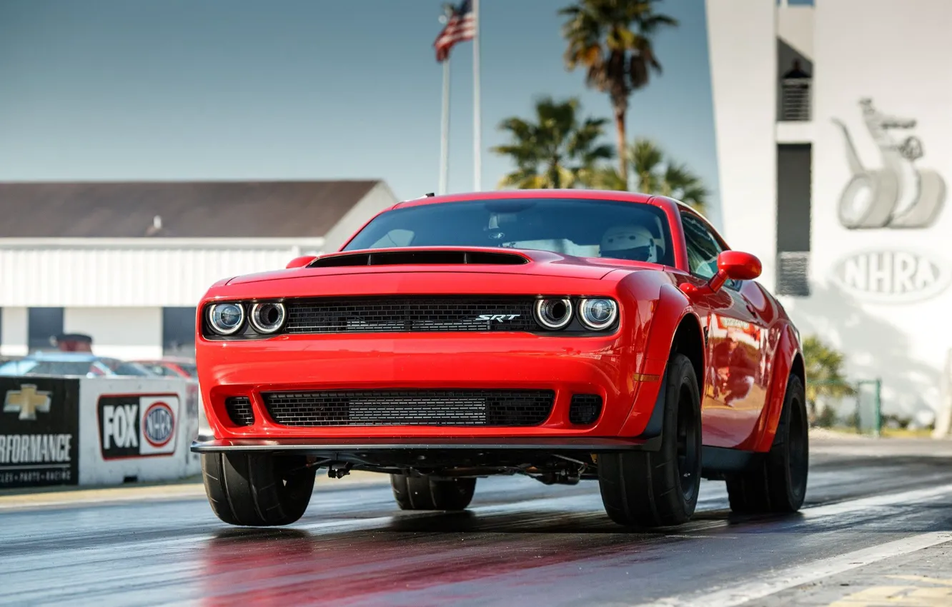 Photo wallpaper Red, SRT, Demon, Drag Racing, Dodge Challenge