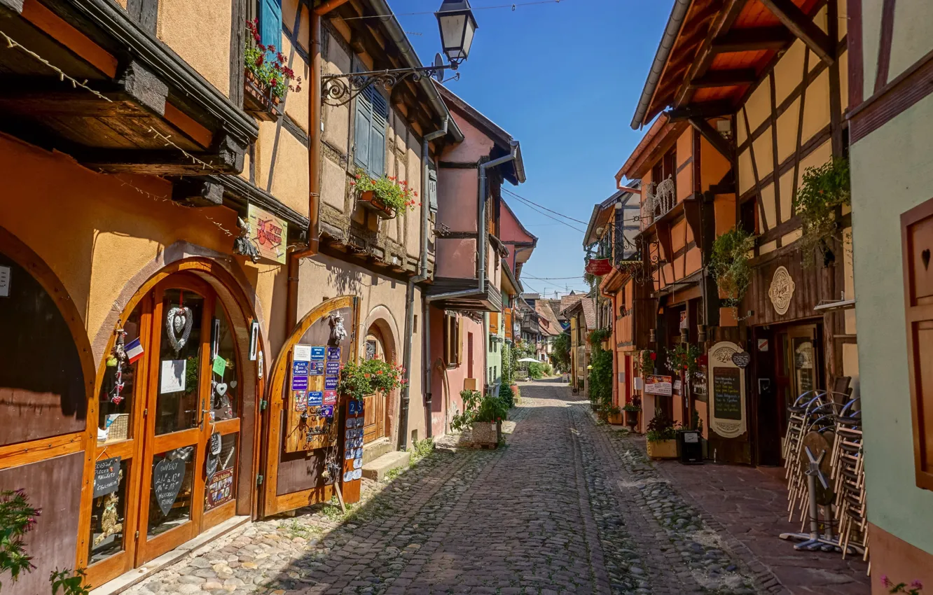 Photo wallpaper street, France, home, Alsace, Eguisheim, Eguisheim