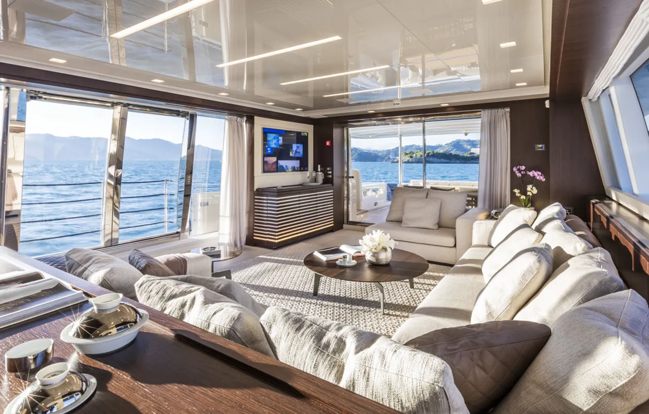 Photo wallpaper interior, yacht, salon, Yacht AnnA