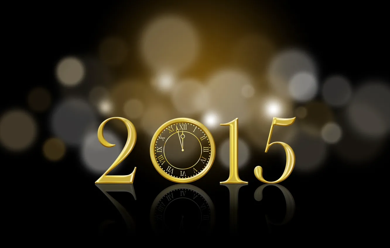 Photo wallpaper watch, new year, bokeh, 2015