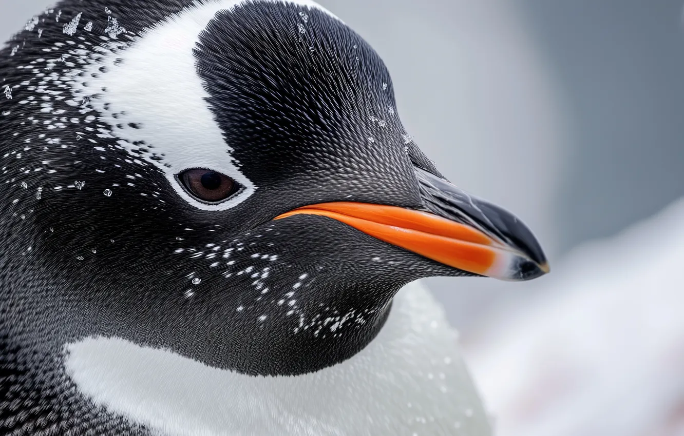 Photo wallpaper bird, fur, penguin