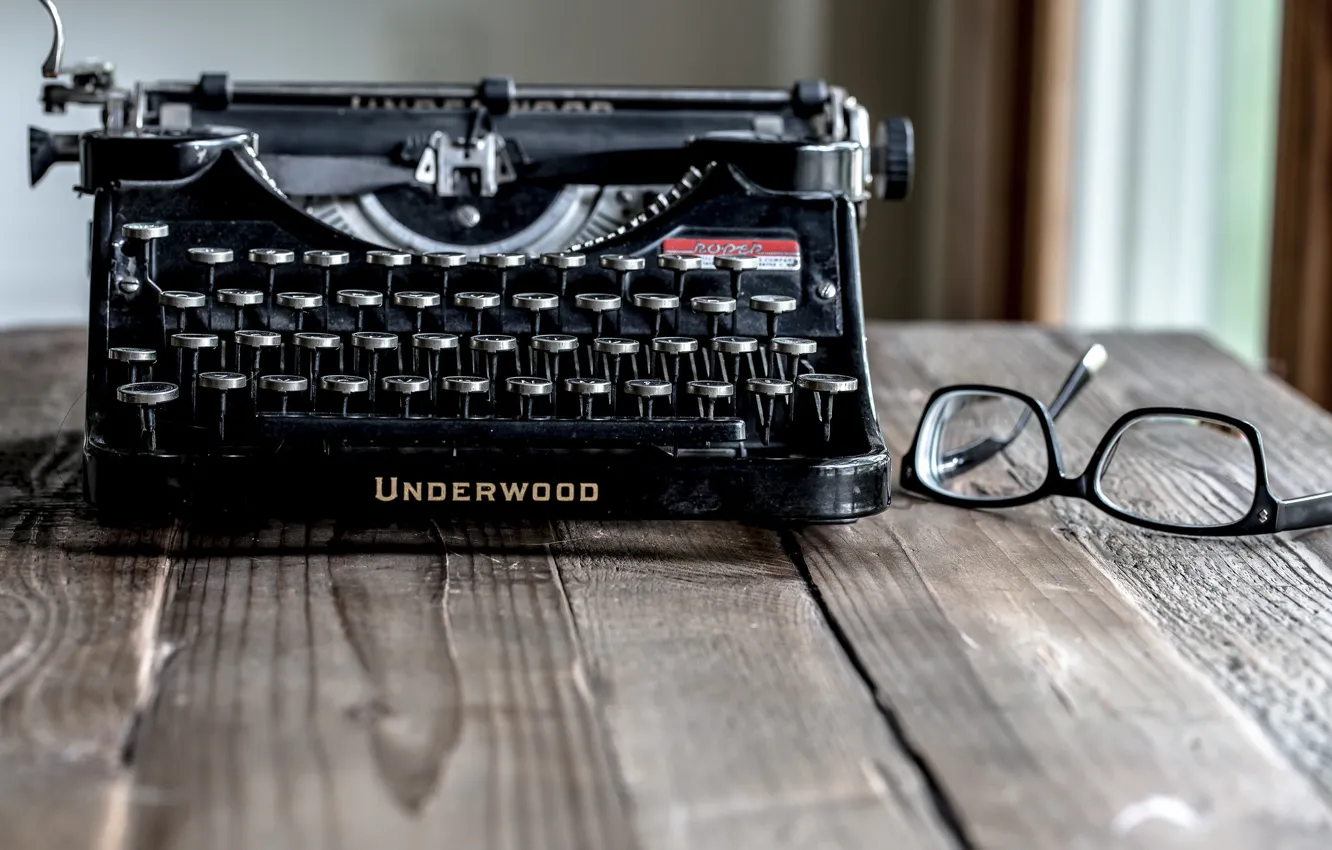 Photo wallpaper glasses, underwood, typewriter
