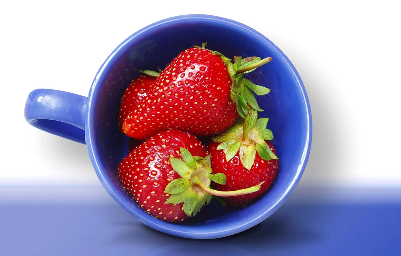 Photo wallpaper macro, berries, strawberries, strawberry, Cup