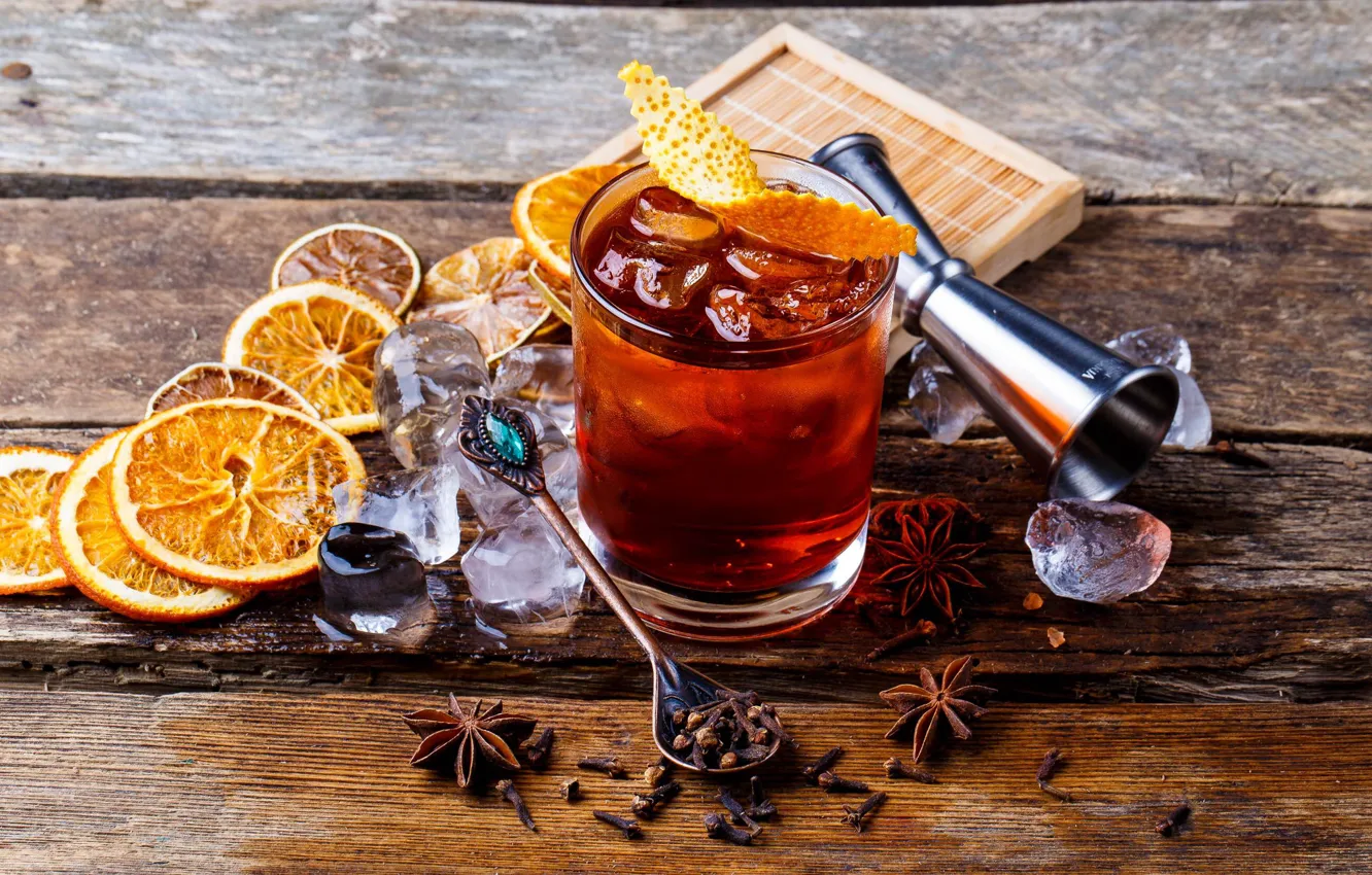 Photo wallpaper orange, drink, spices, mulled wine