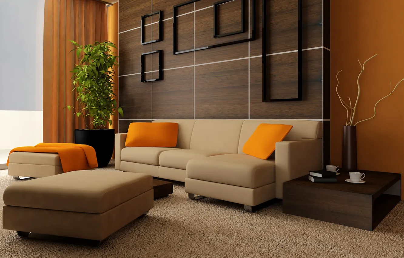 Photo wallpaper room, plant, interior