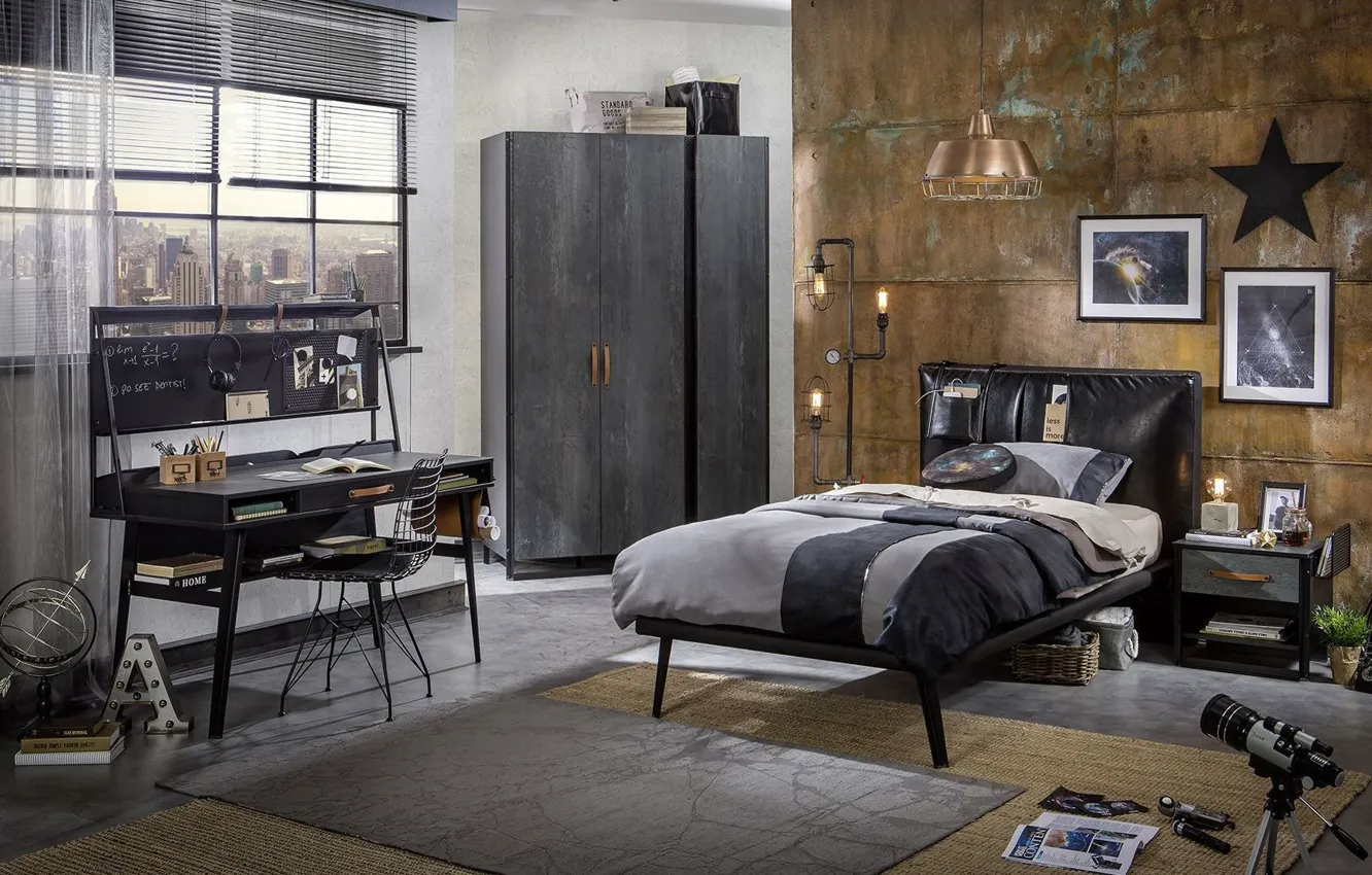 Photo wallpaper design, style, interior, the room of the student