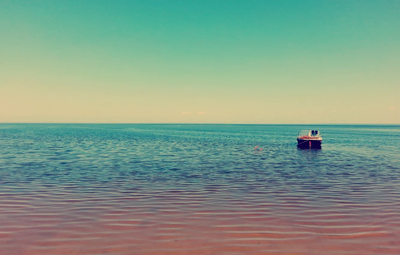 Photo wallpaper sea, white, boat