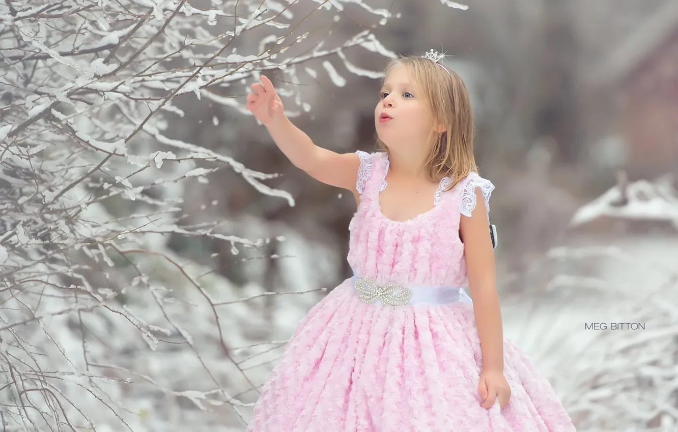 Photo wallpaper snow, nature, girl