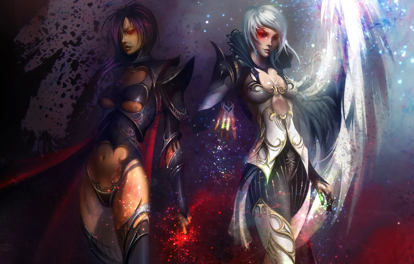 Photo wallpaper girl, magic, wings, red eyes, Kamael, lineage ii, the kamael