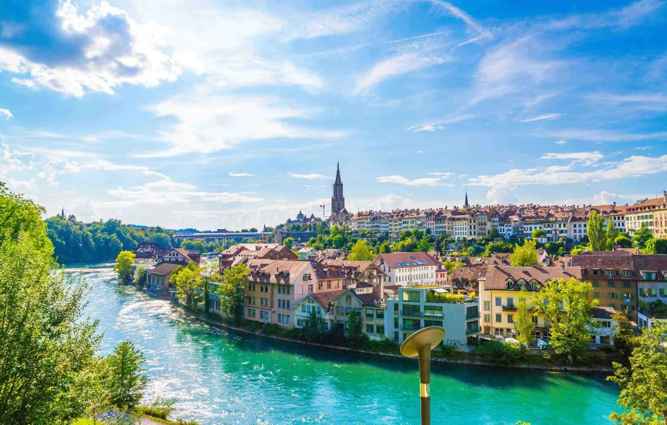 Photo wallpaper river, Switzerland, Bern, Barengraben