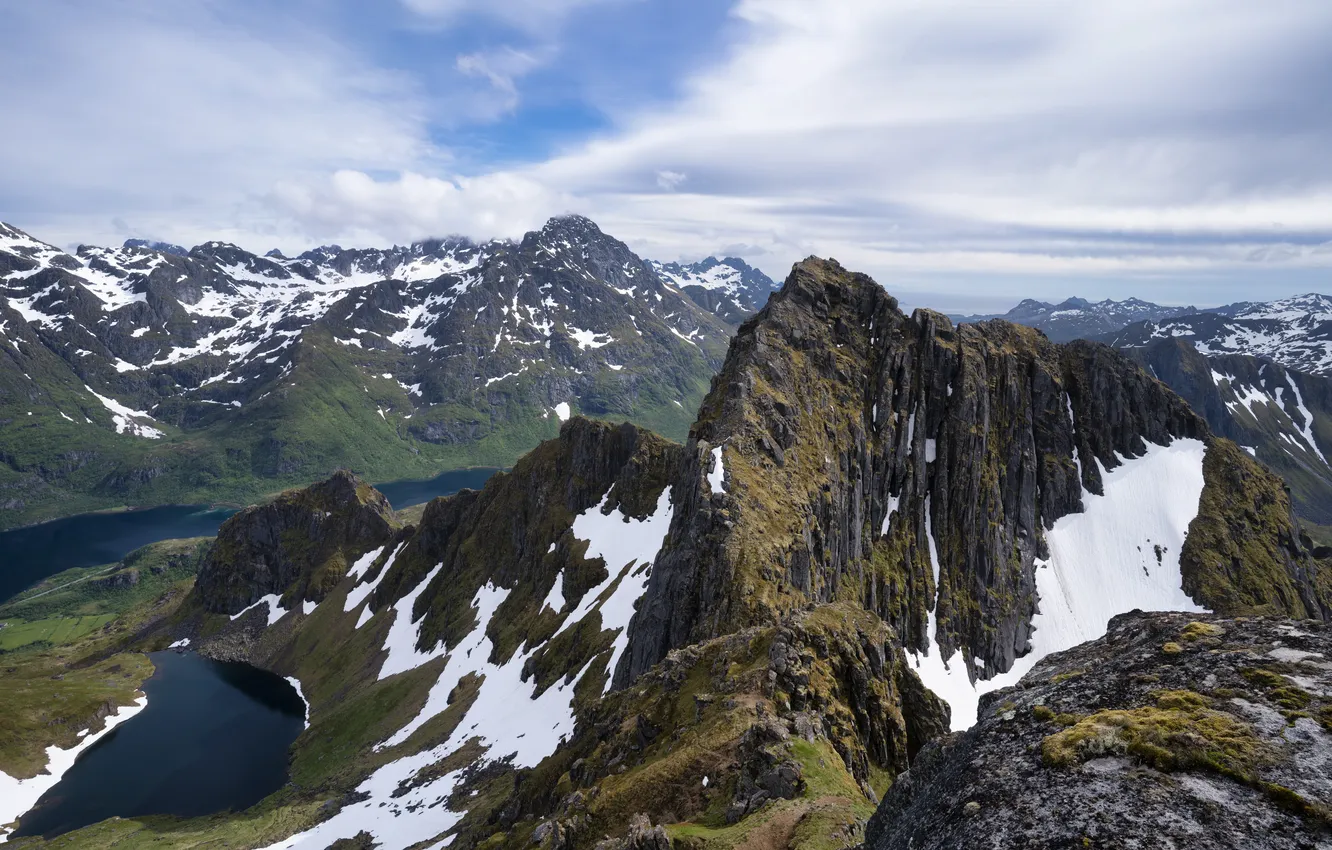 Photo wallpaper snow, landscape, mountains, panorama