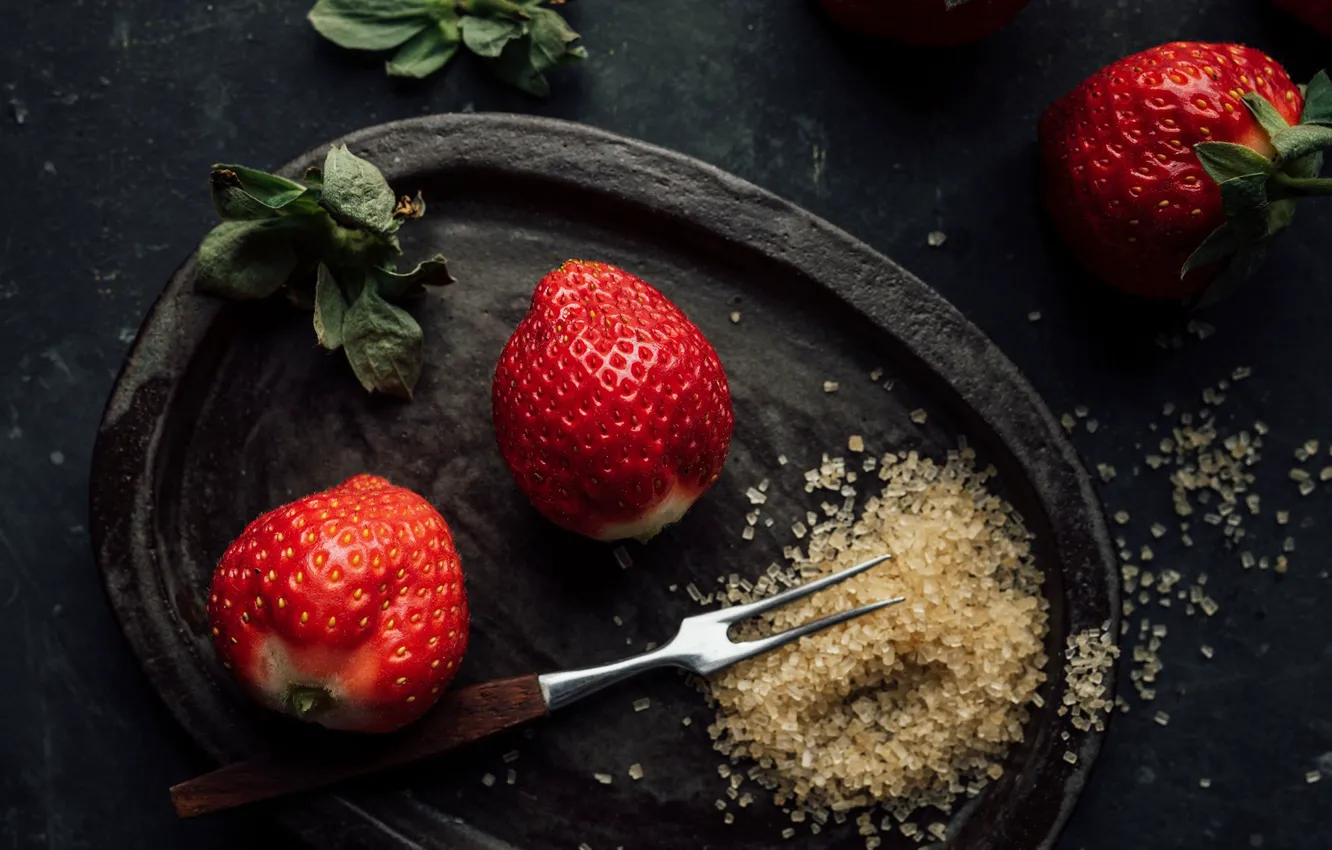 Photo wallpaper berries, strawberry, sugar