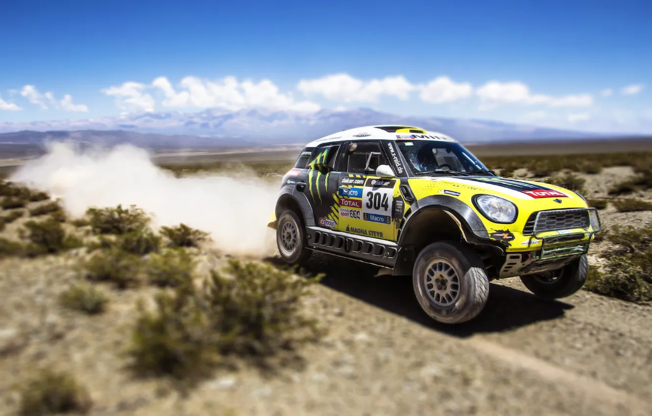 Photo wallpaper Auto, Mini, Yellow, Sport, Race, Day, Mini Cooper, Dakar