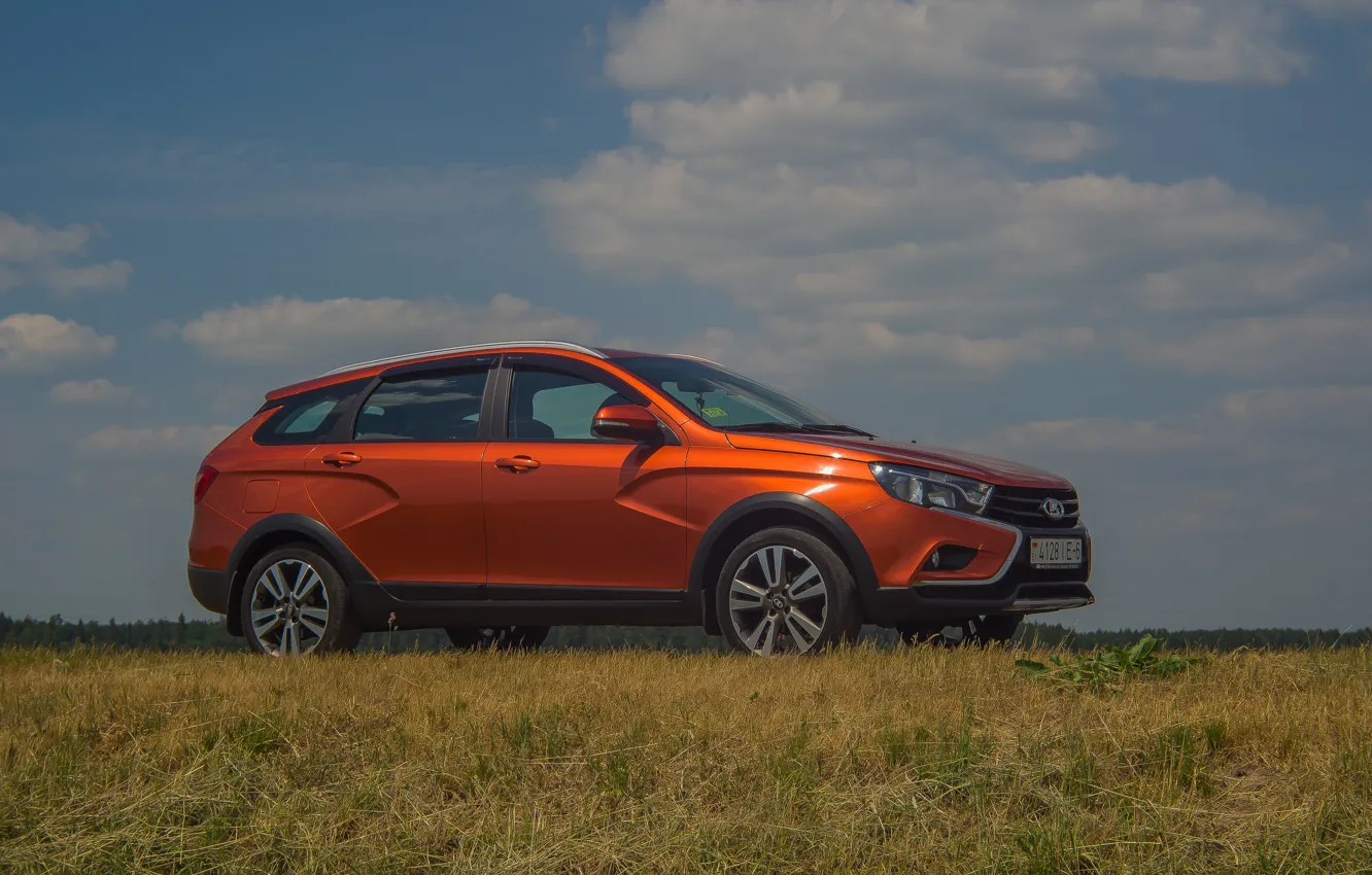 Photo wallpaper the sky, nature, car, lada vesta sw cross