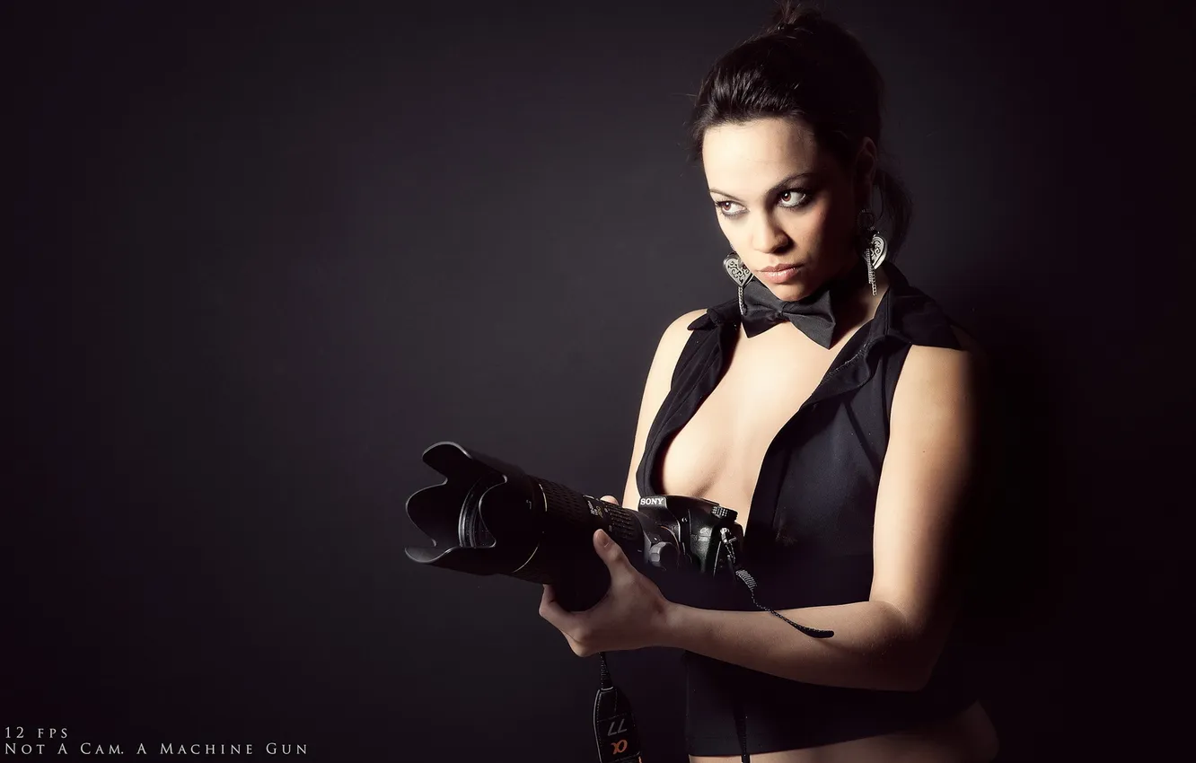 Photo wallpaper girl, power, camera