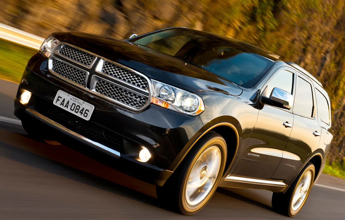 Photo wallpaper car, Dodge, black, road, wallpapers, speed, Durango, Citadel