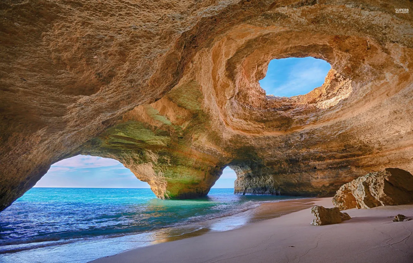 Photo wallpaper ocean, shore, caves
