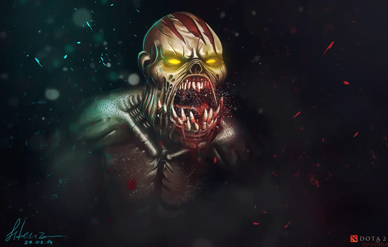 Photo wallpaper teeth, art, rage, yellow eyes, dota 2, lifestealer, does aix