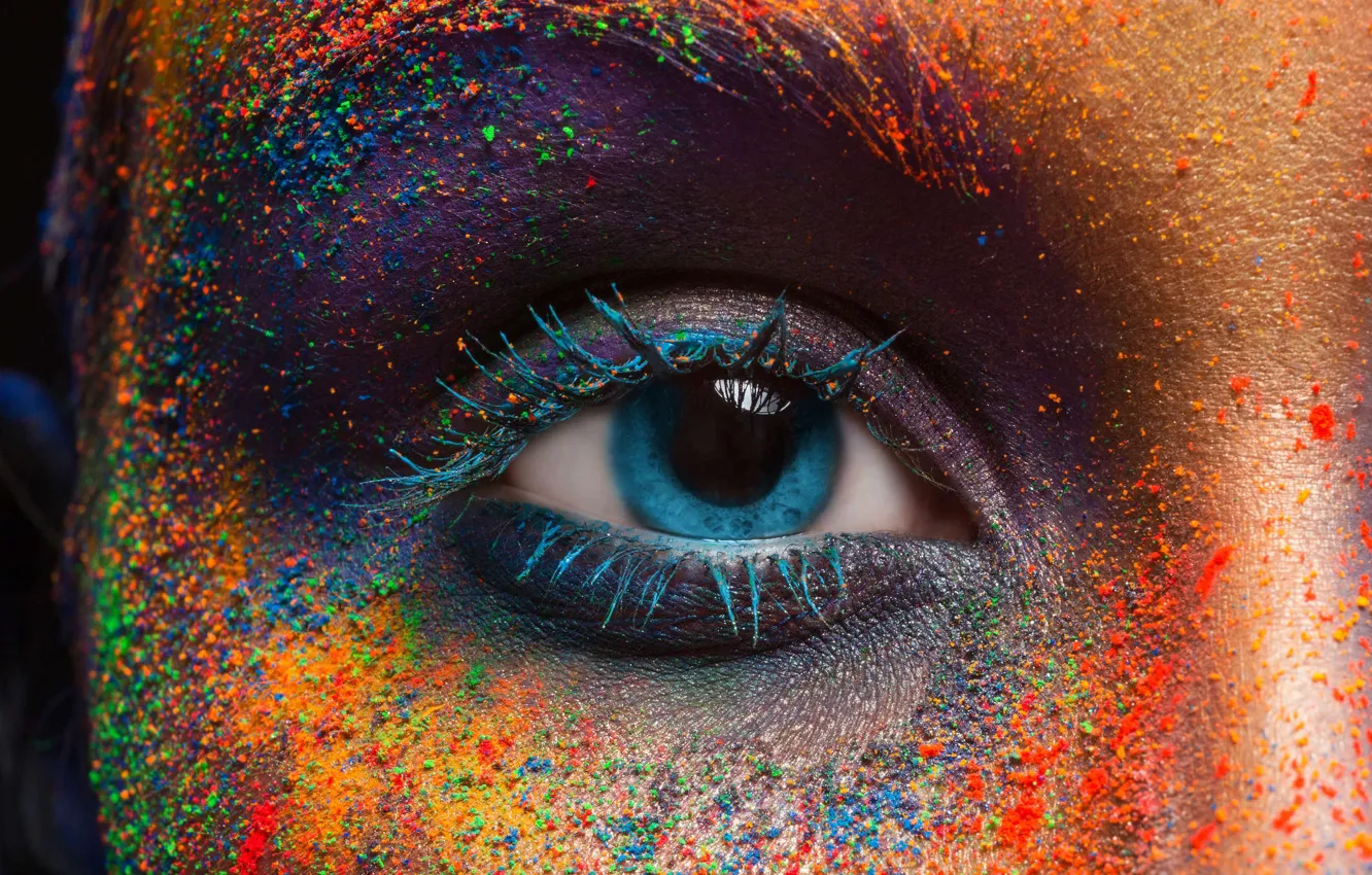 Photo wallpaper eyes, paint, the pupil, color, raznotsvet, festival