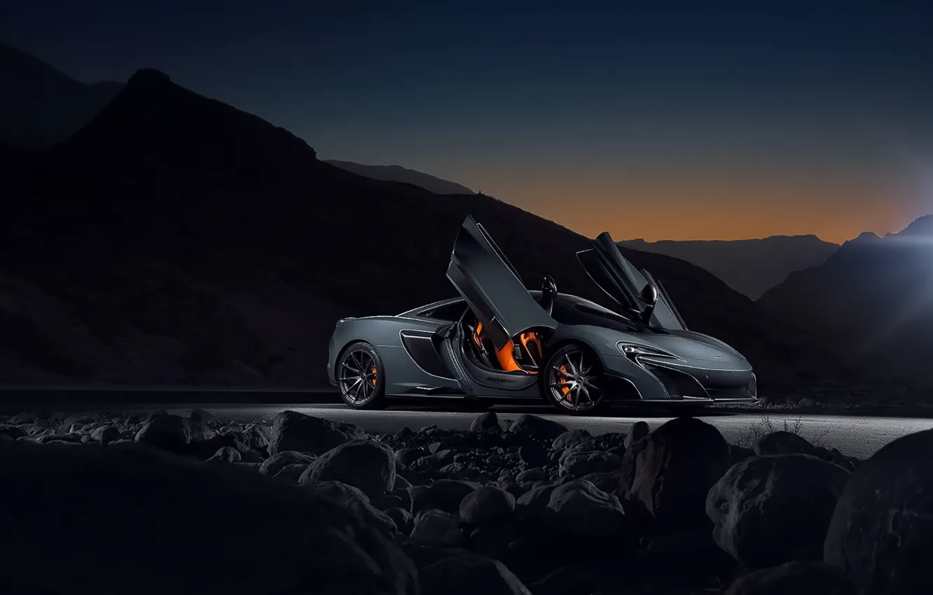 Photo wallpaper night, McLaren, side view