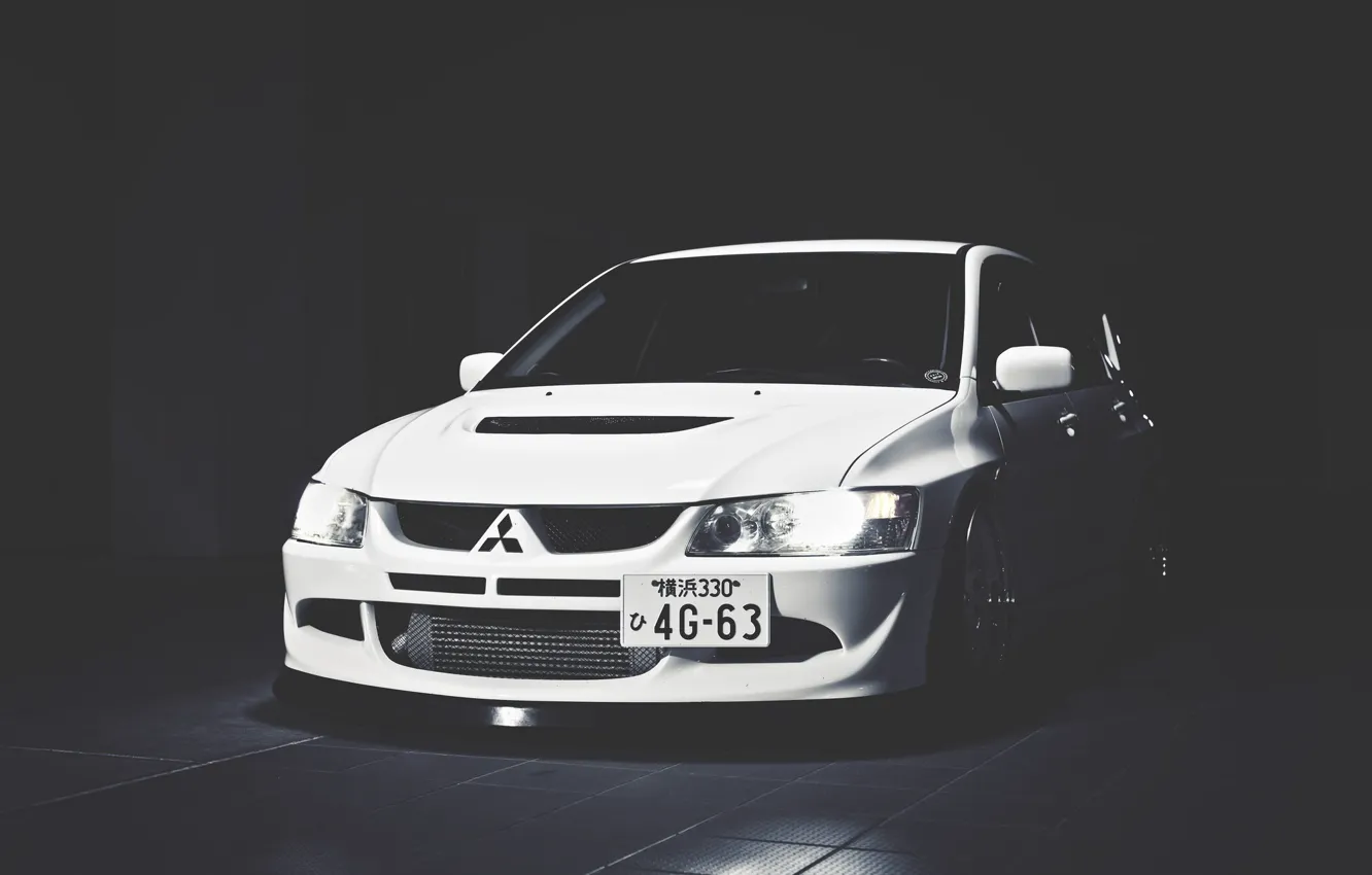 Photo wallpaper White, Mitsubishi, Lancer, Japan, Car, White, Shadow, Lancer