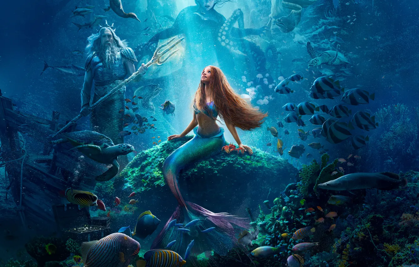 Photo wallpaper fantasy, USA, Disney, underwater world, adventure, Ariel, the little mermaid, Javier Bardem