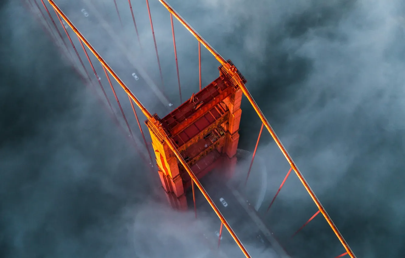 Photo wallpaper fog, USA, the Golden gate bridge