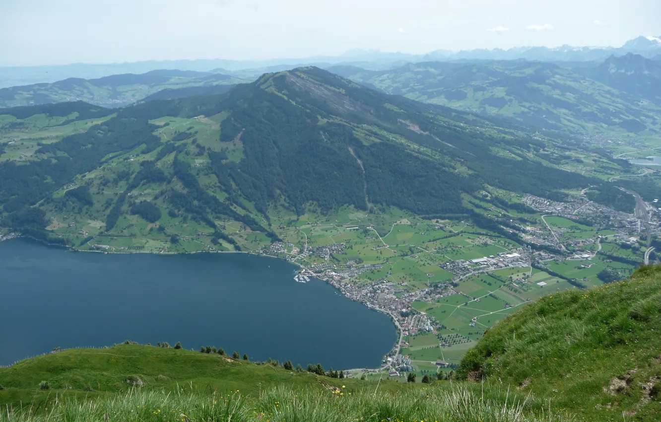 Photo wallpaper Switzerland, Lake Train, Mount Rigi
