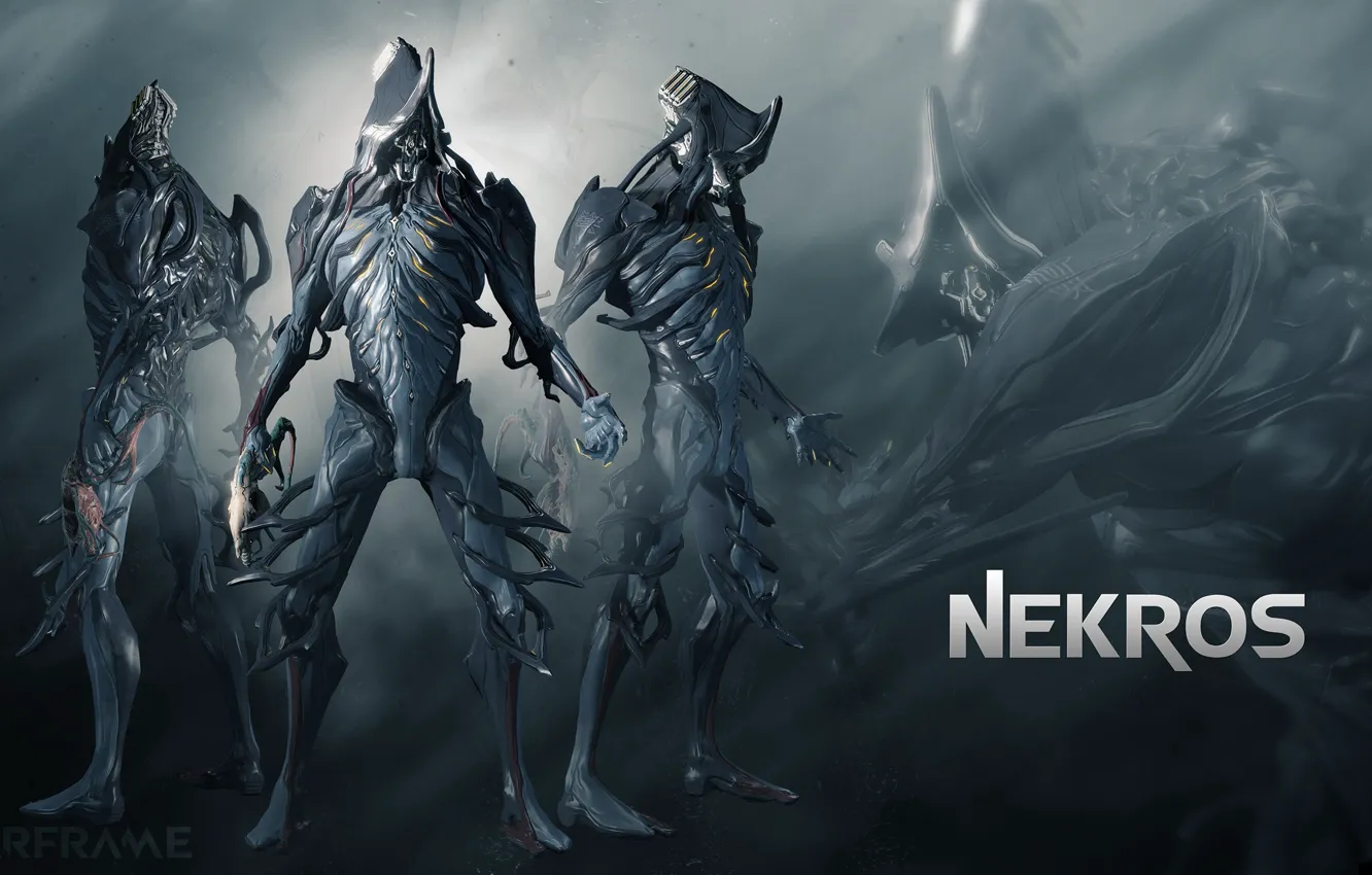 Photo wallpaper grey, being, soldiers, cyborg, character, Warframe