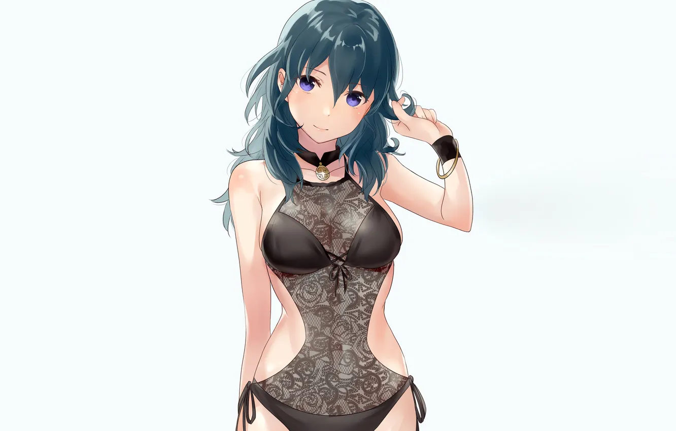 Photo wallpaper girl, sexy, lingerie, bodysuit, long hair, boobs, sexy girl, anime