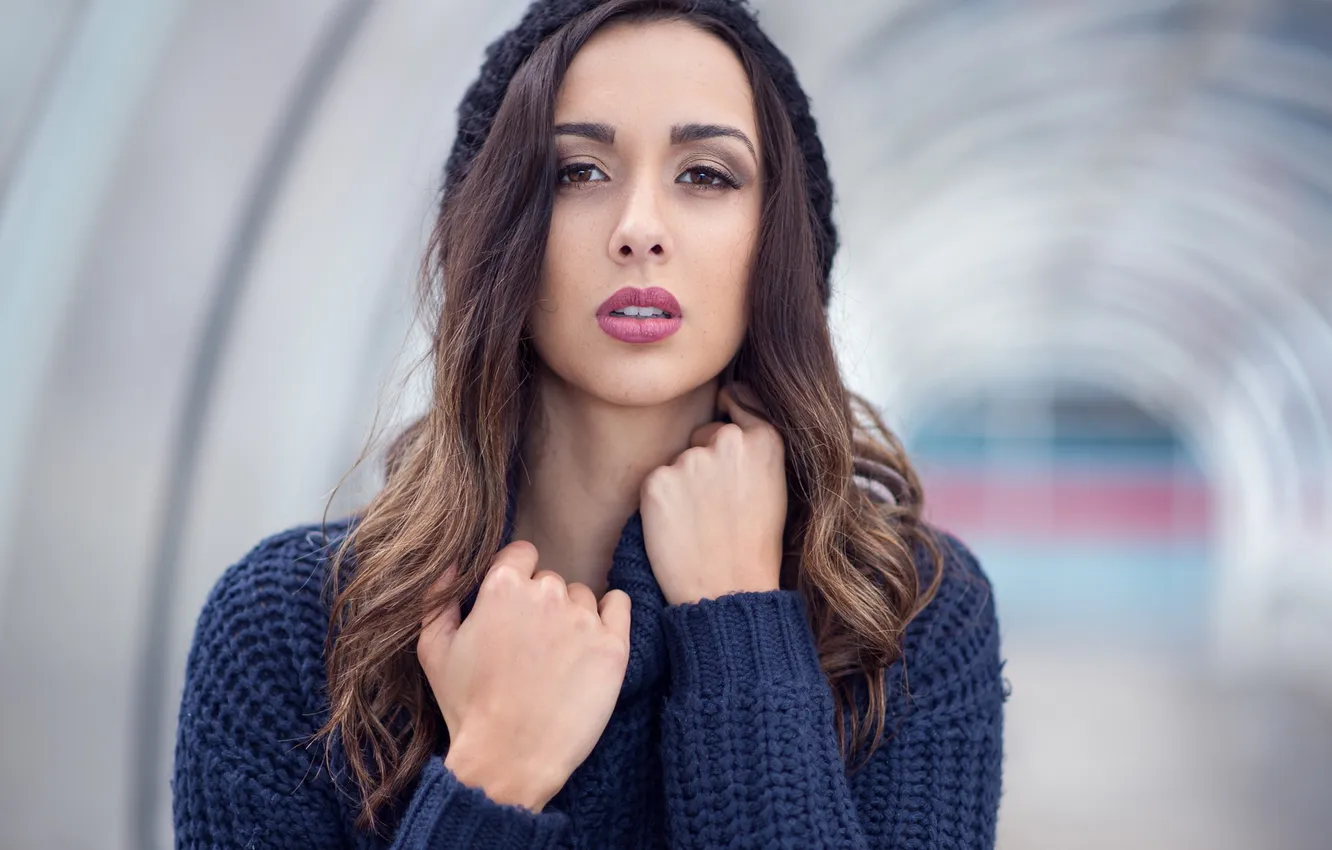 Photo wallpaper eyes, face, hair, lipstick, lips