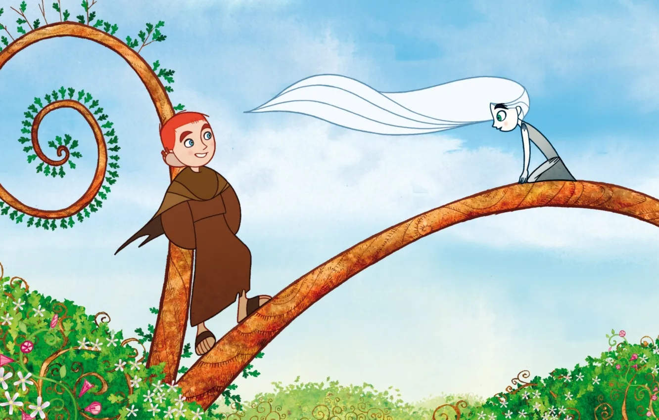 Photo wallpaper branches, fantasy, foliage, cartoon, Aisling, The Secret Of Kells, The Secret of Kells, Aisling