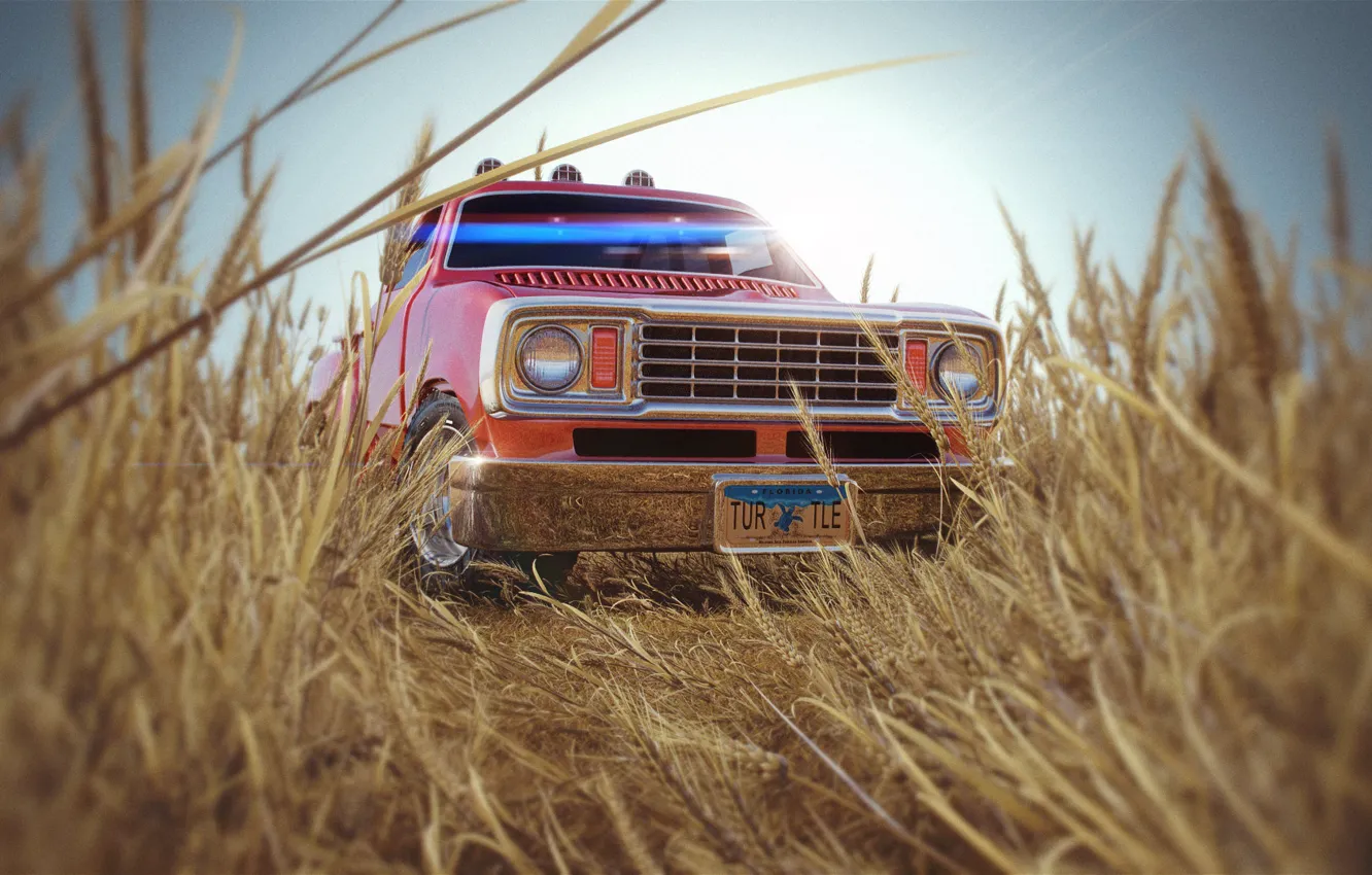 Photo wallpaper grass, car, Country Side
