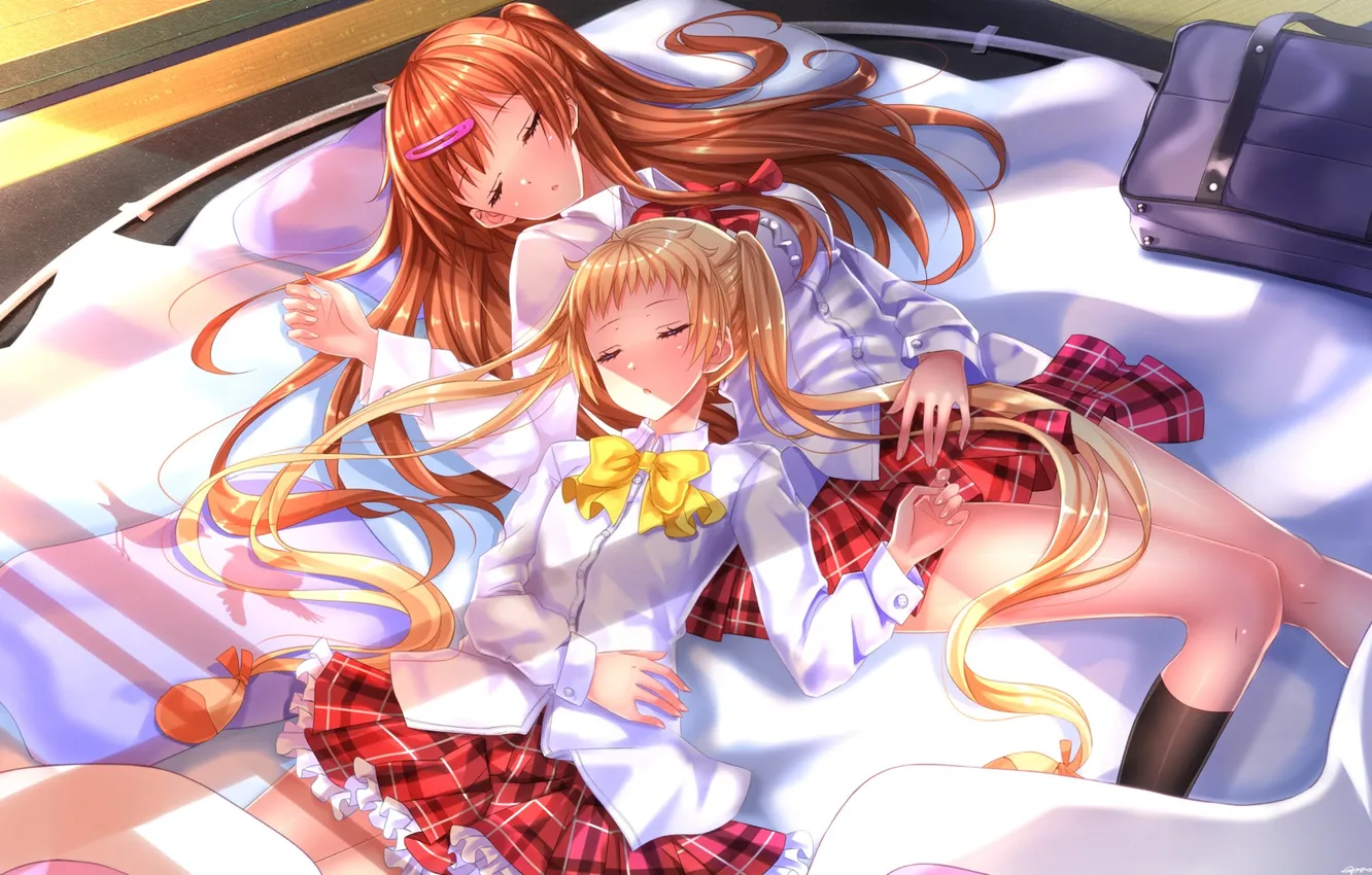 Photo wallpaper girl, fatigue, sleep, bed, bag, art, chuunibyou demo koi ga shitai!, swordsouls