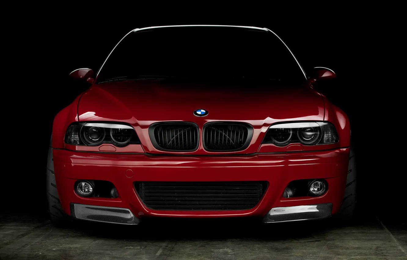 Photo wallpaper red, reflection, bmw, BMW, coupe, red, the front, e46