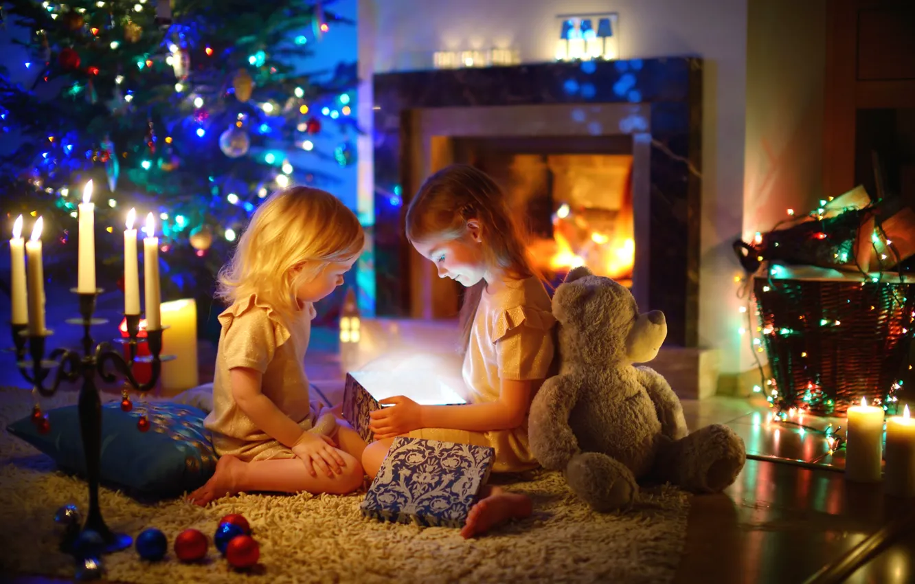 Photo wallpaper children, comfort, holiday, gift, magic, surprise