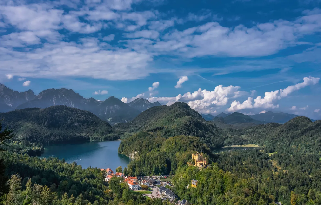 Photo wallpaper forest, landscape, mountains, nature, lake, Germany, Bayern, Alps