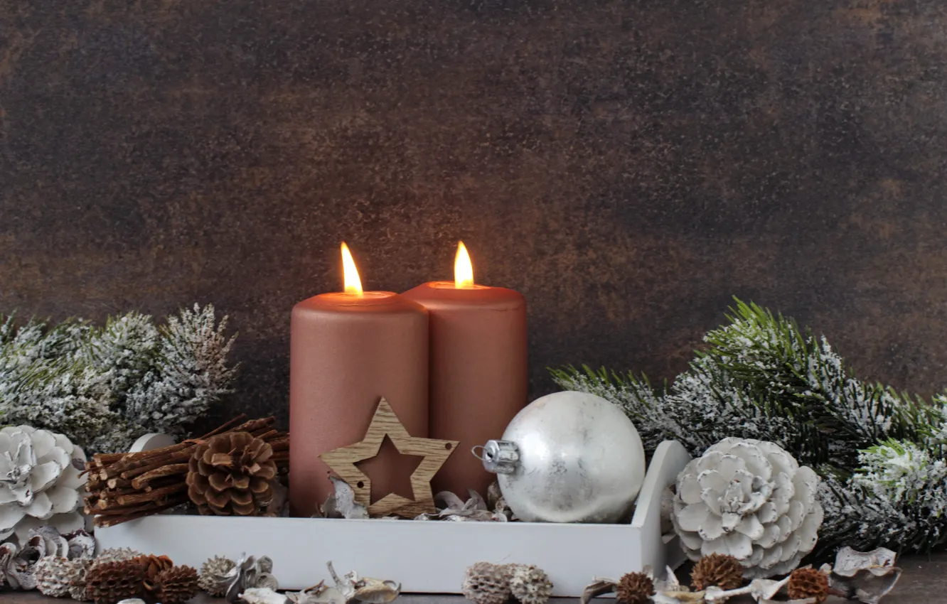 Photo wallpaper new year, candles, Christmas, merry christmas, Xmas, decoration, holiday celebration