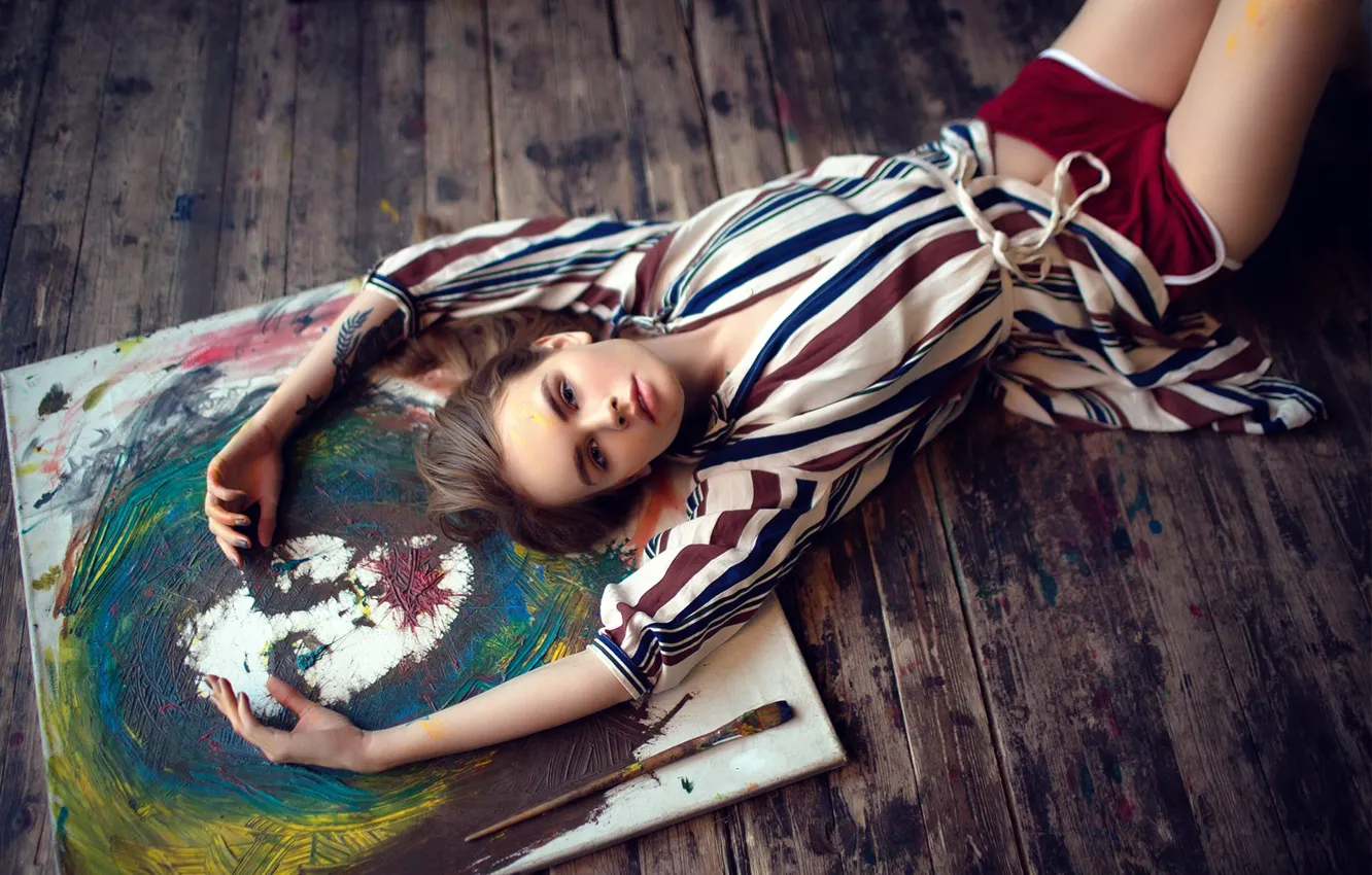 Photo wallpaper paint, legs, creativity, brush, Anastasia Shcheglova