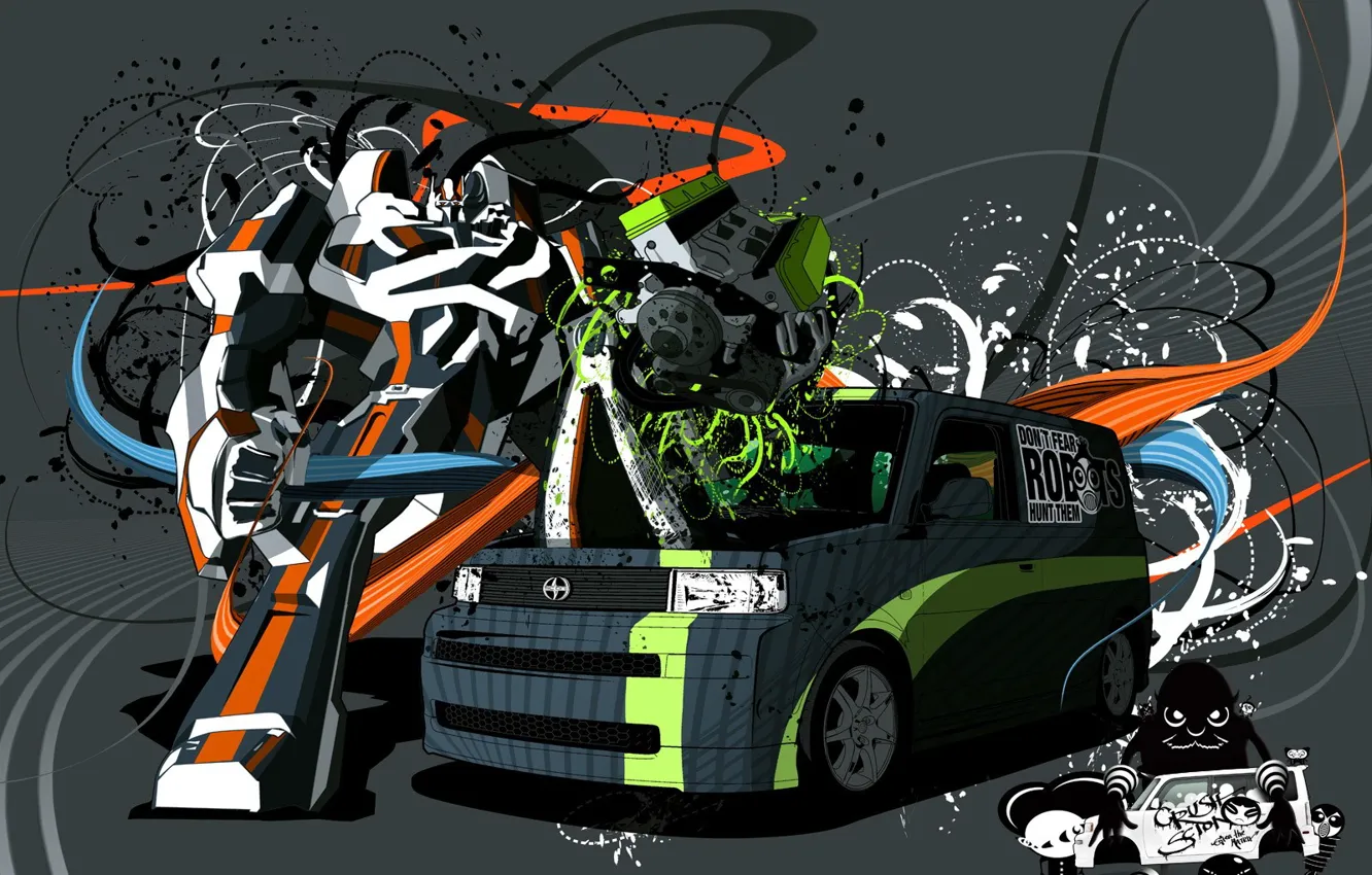 Photo wallpaper auto, vector, Robot, van, Transformers