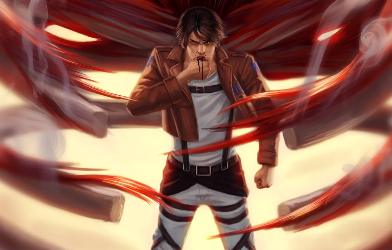 Photo wallpaper art, Shingeki no Kyojin, Eren Yeager, Attack of the titans